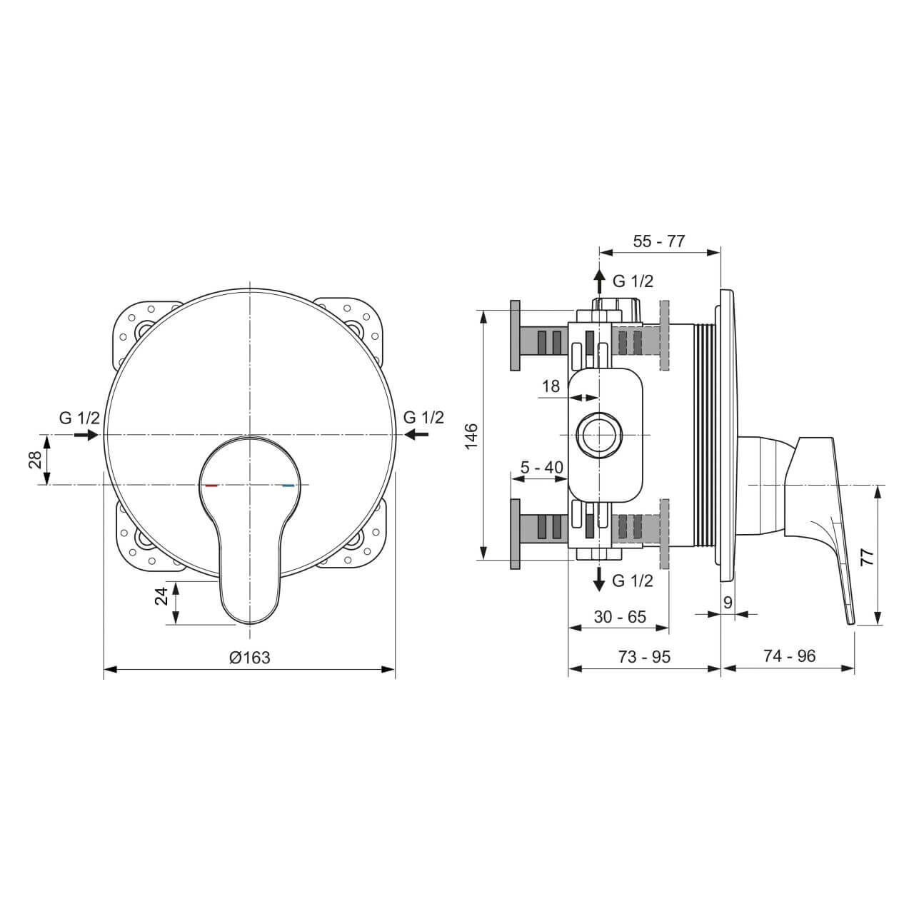 Ideal Standard Brausearmatur Cerabase 163 mm Chrom
