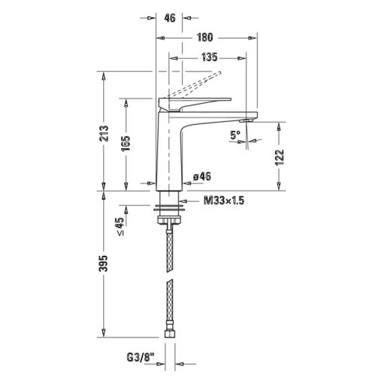 Duravit Waschtischarmatur Tulum M Chrom 135 mm Ausladung (TU1020002010)