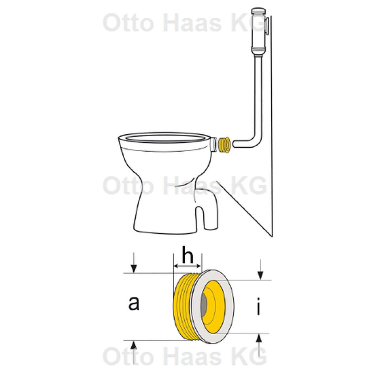 Haas Gummi-Spülrohrverbinder 25 x 60 x 24 mm ohne Rosette weiß für Euro-WC