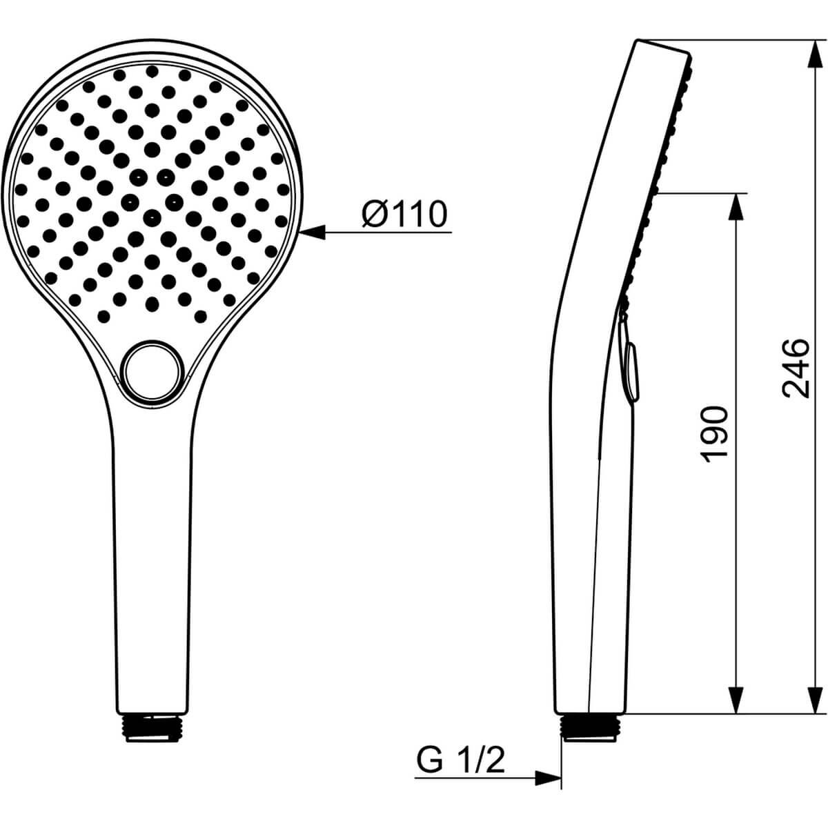 Hansa Handbrause Hansaviva Durchfluss bei 3 bar 12 l/min G 1/2 chrom