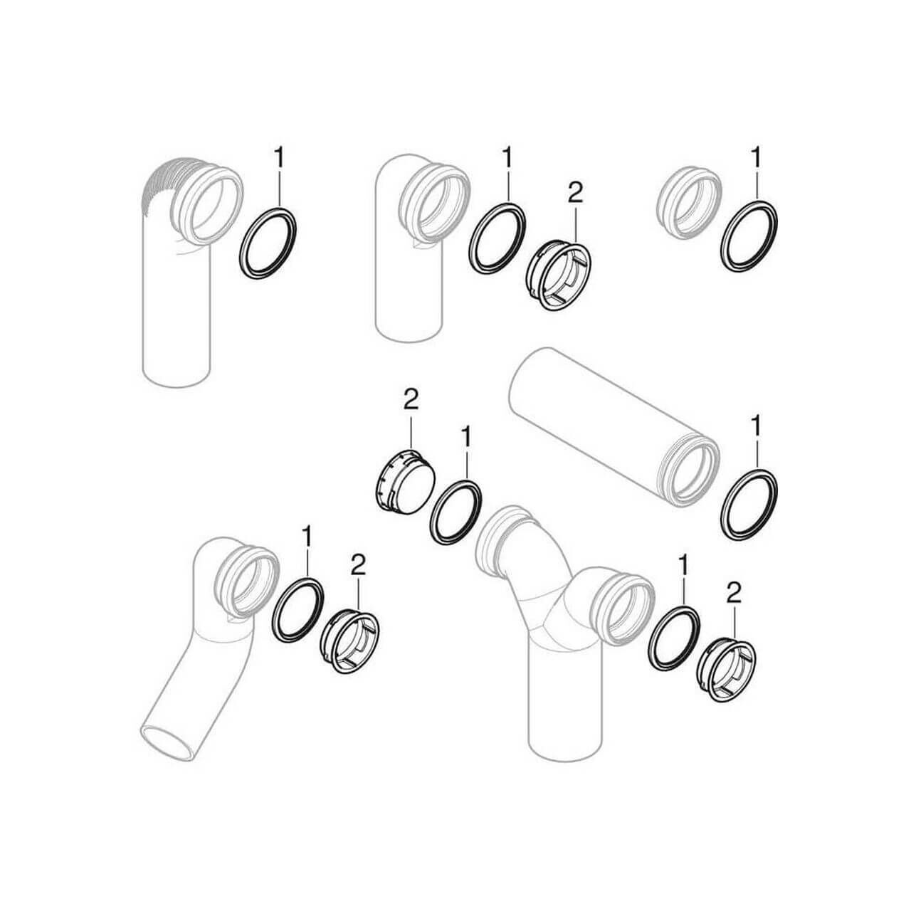 Geberit Anschlussstutzen PE DN 100/90 mit Steckmuffe für Wand-WC PE-HD