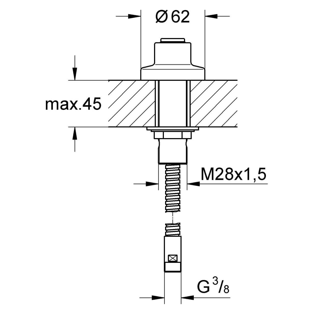 Grohe Durchführung Chrom für herausziehbare Handbrausen