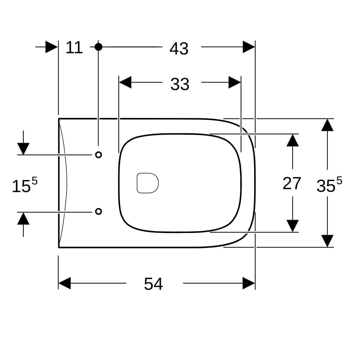 Geberit Wand-Tiefspül-WC Renova Plan 6/5 l rimfree weiß KeraTect