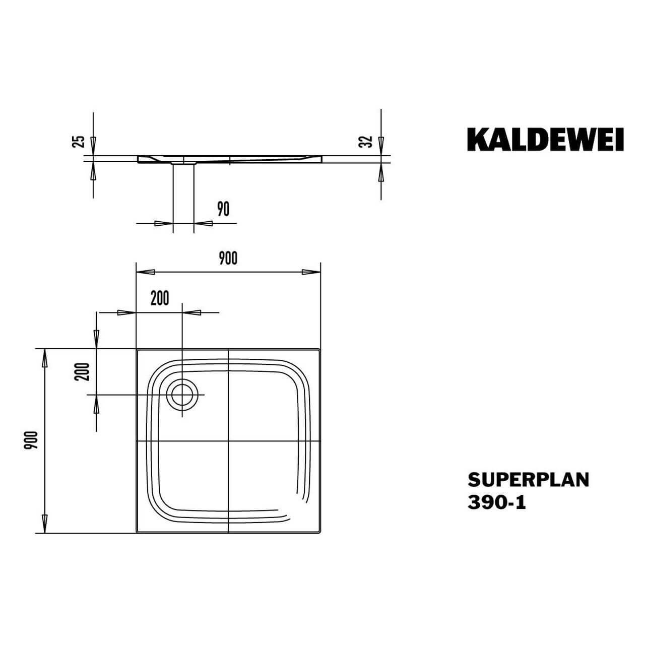 Kaldewei Duschwanne Superplan Classic 90x90 cm Weiß (446900010001)