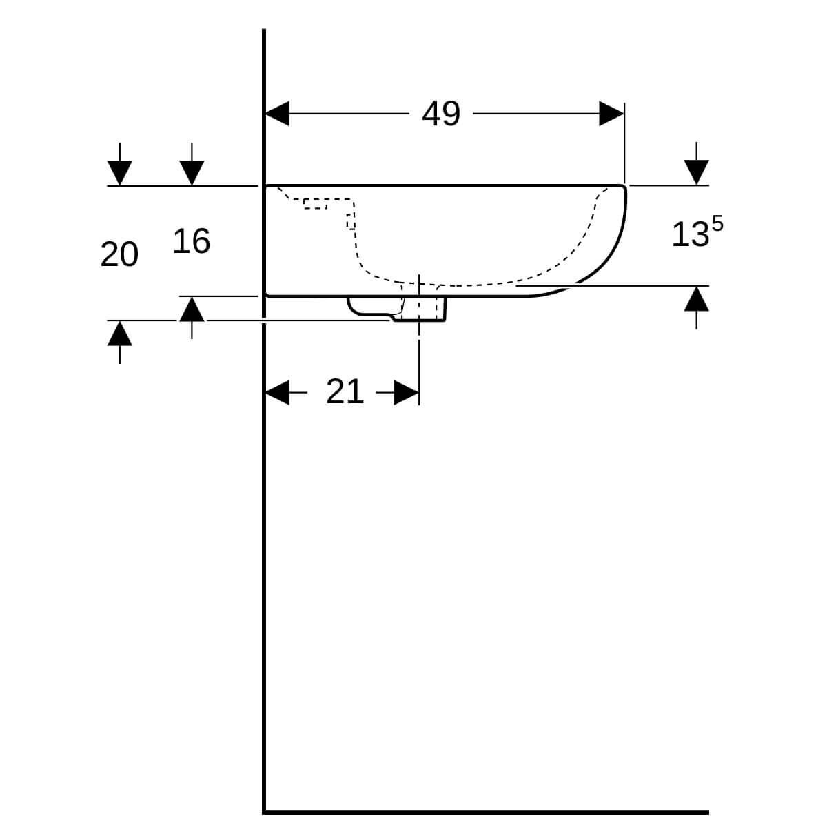 Geberit Waschtisch Renova 60 x 49 cm manhattan mit Hahnloch und Überlauf