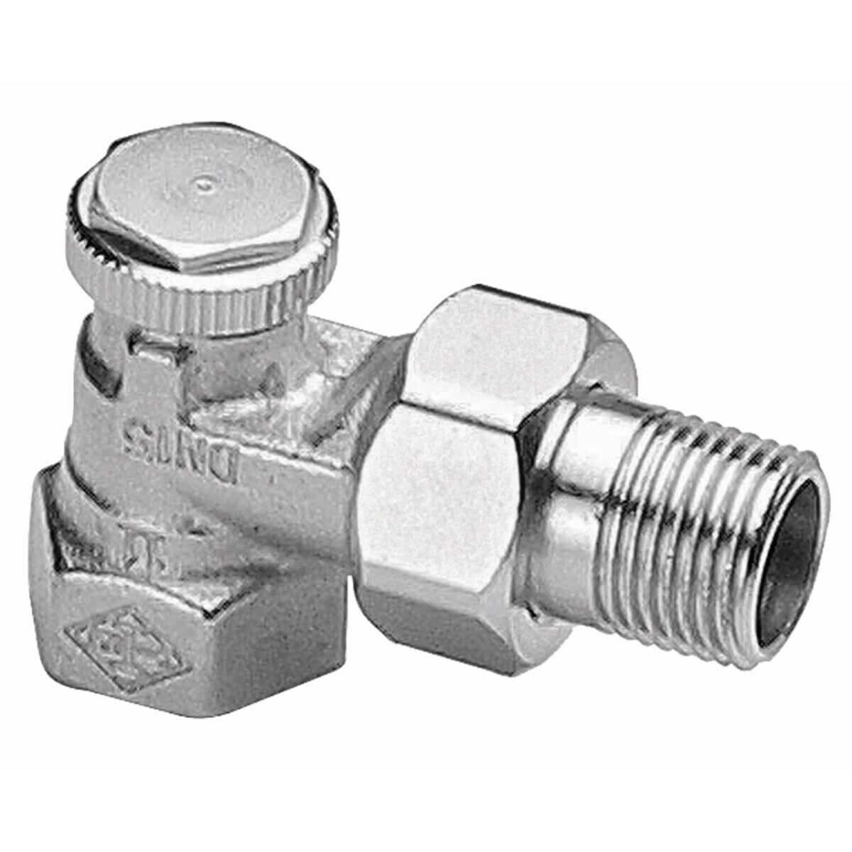 Heimeier Rücklaufverschraubung Regutec DN 10 Eck absperrbar Rotguss