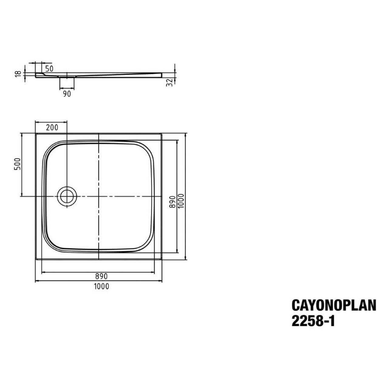 Kaldewei Duschwanne Cayonoplan 100x100x1,8 cm Weiß