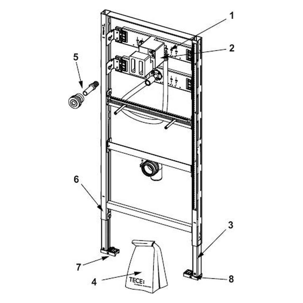 Tece Urinalmodul Teceprofil 1120 mm mit Spülergehäuse