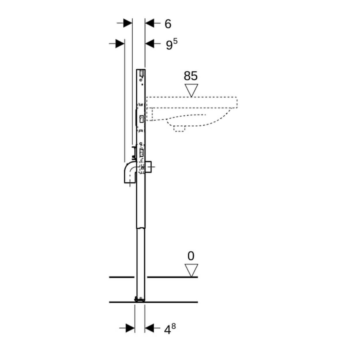 Geberit Waschtisch-Element Duofix Basic BH 112 cm für Standarmatur
