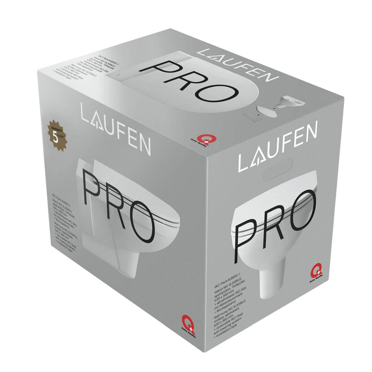 Laufen Wand-Tiefspül-WC Pro Packs H866951 – spülrandlos 36×53 cm weiß
