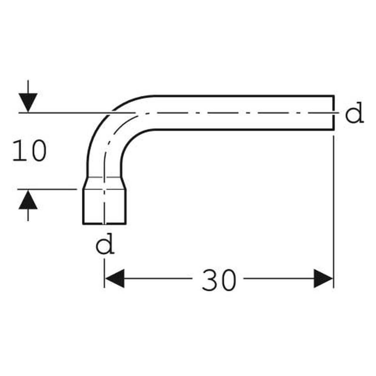Geberit Spülbogenverlängerung 90° 30x10 cm