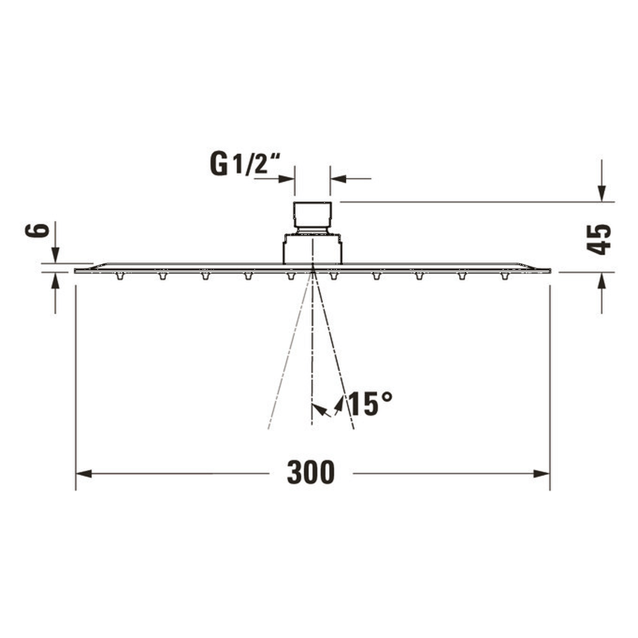 Duravit Kopfbrause 1jet 300 Schwarz Matt 300x300 mm