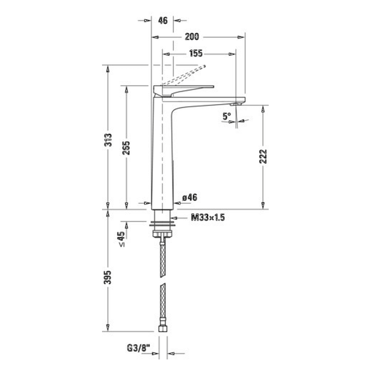 Duravit Waschtischarmatur Tulum XL Chrom 155 mm Ausladung (TU1040002010)