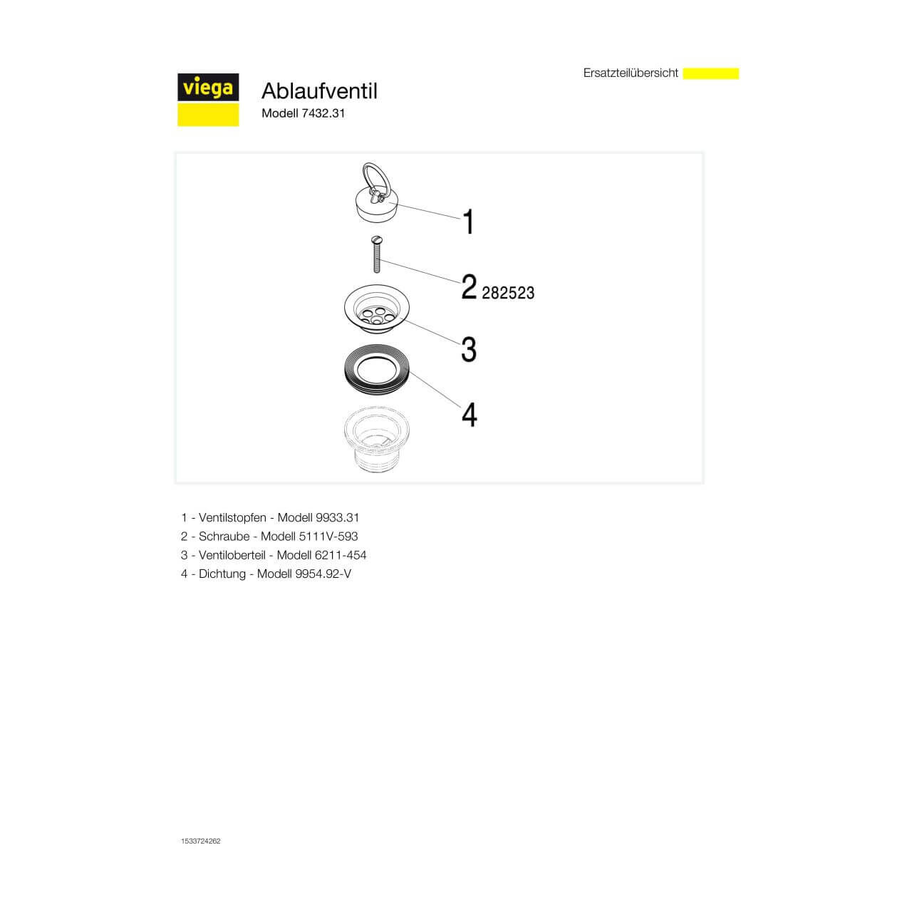 Viega Ablaufventil G 1 1/2 Kunststoff Weiß
