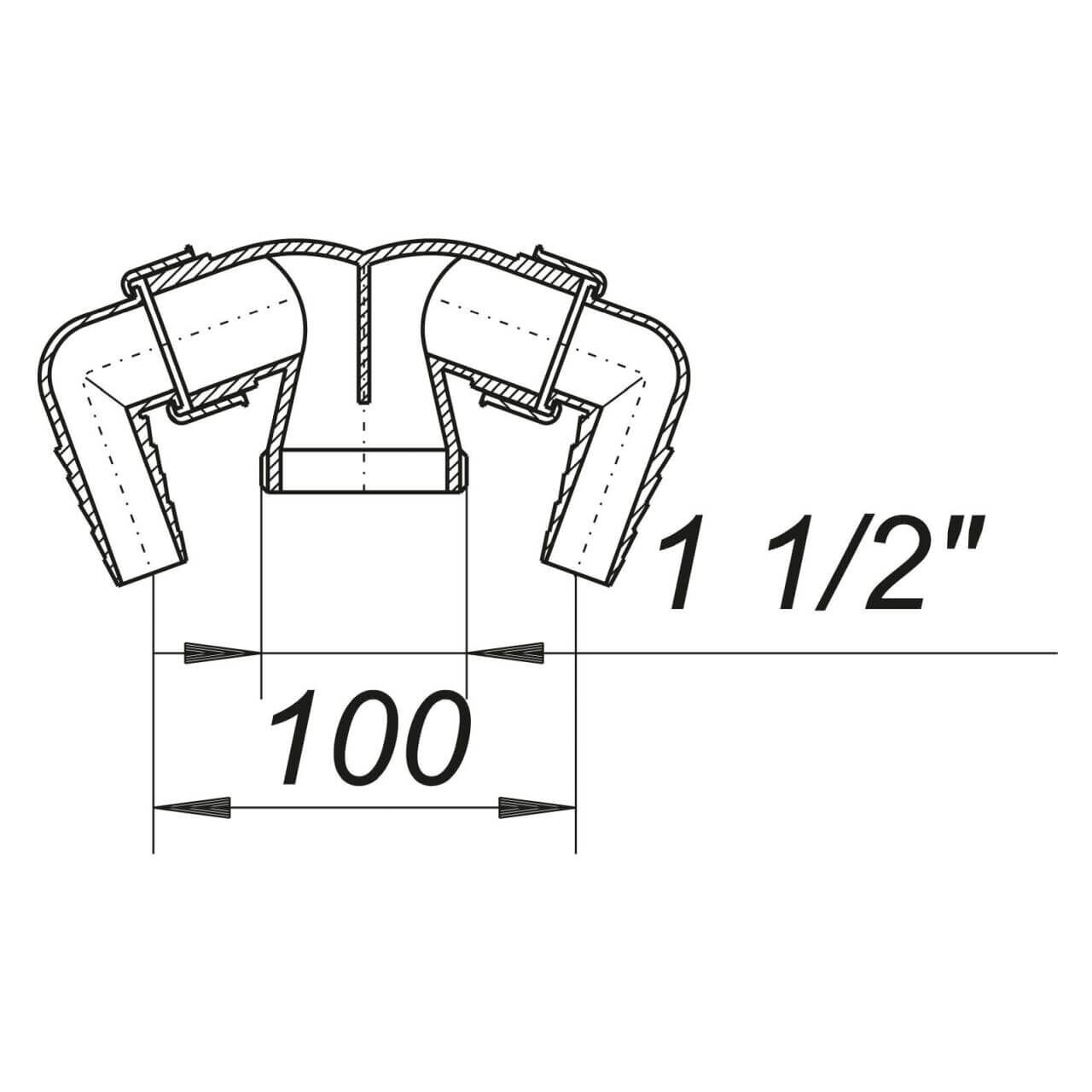 Dallmer Doppelanschluss 012 1 1/2" für 2 Waschgeräte an 1 Siphon (090256)