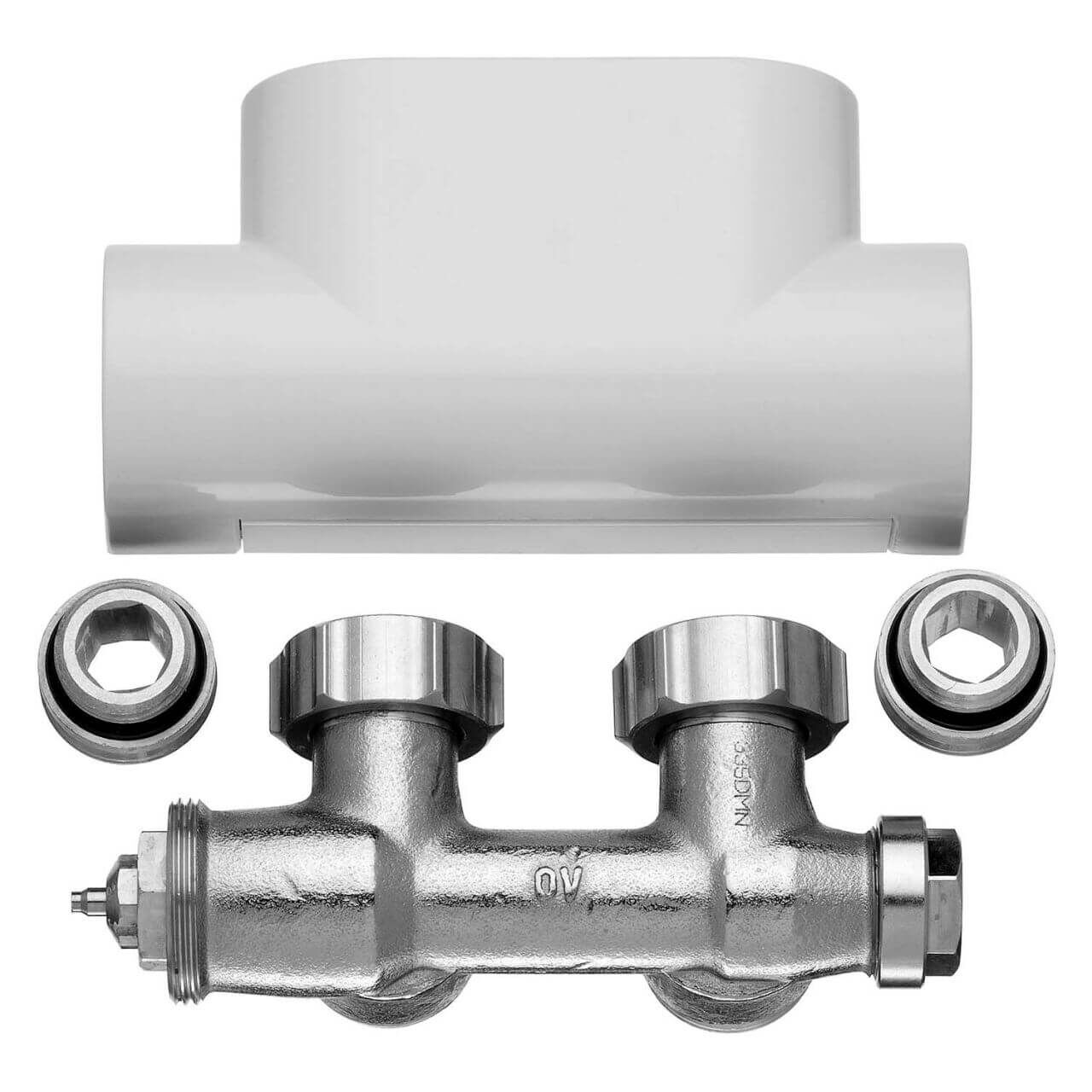 Kermi Ventilhahnblock Eckform Blende Weiß