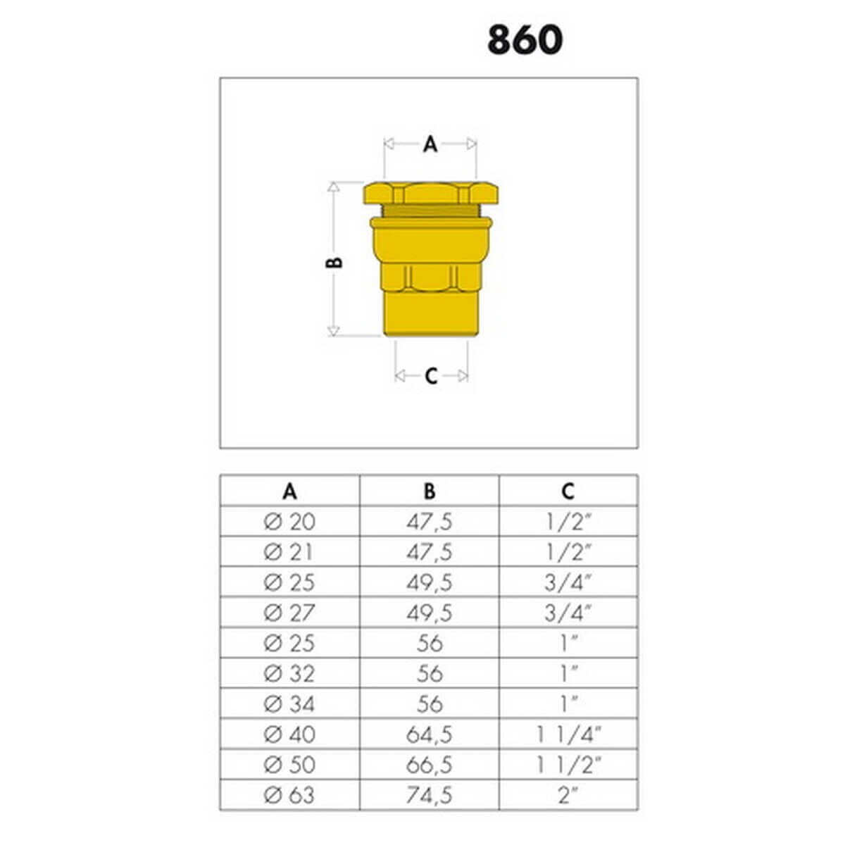 Caleffi Anschlussverschraubung Ø 20 mm x 1/2" IG