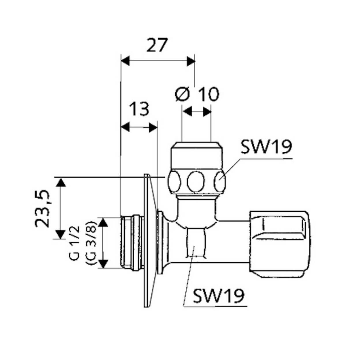 Schell Eckventil COMFORT G1/2AG Chrom - kurze Bauform mit Regulierfunktion