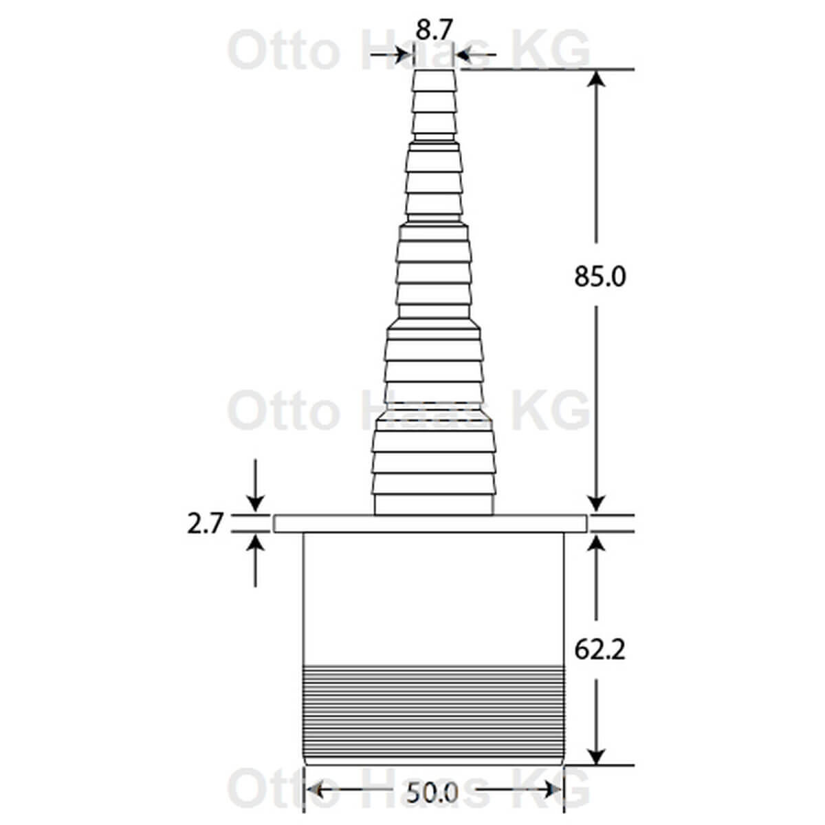 Haas Schlauchanschluss DN 50 grau