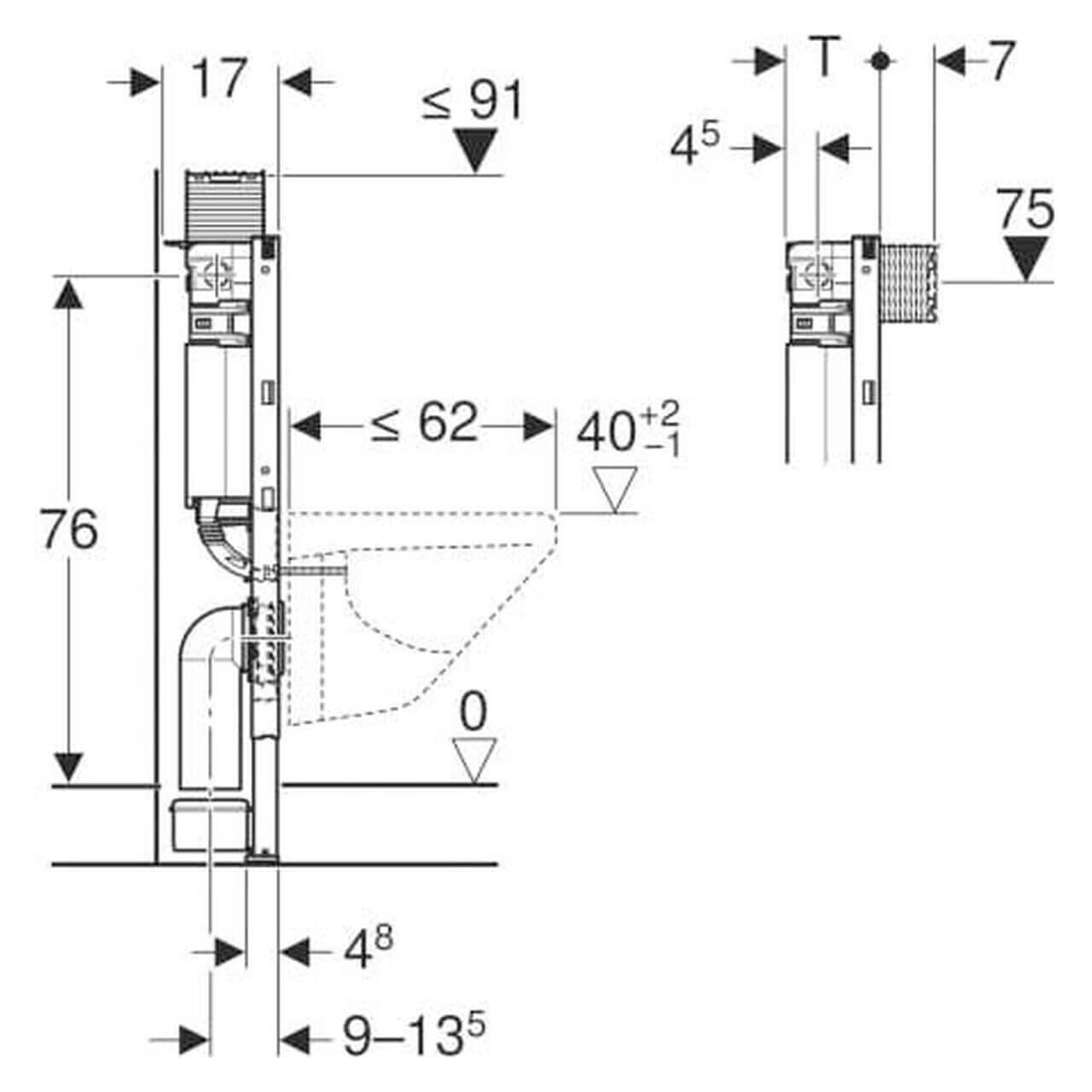 Geberit Wand-WC-Element Duofix BH 82 cm