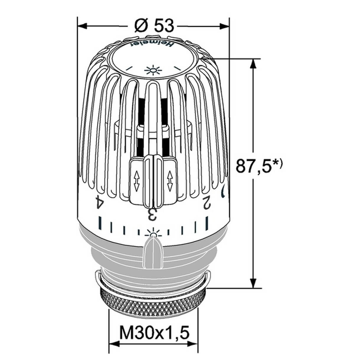 Heimeier Thermostat-Kopf K Standard Behördenausführung weiß