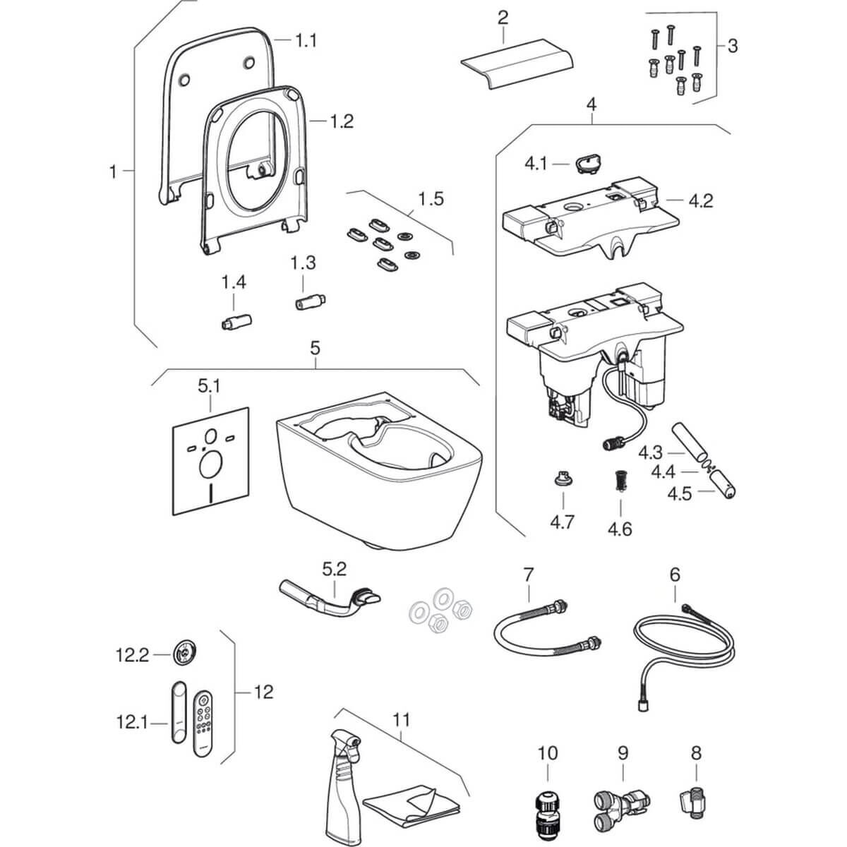 Geberit Dusch-WC AquaClean Sela Square, spülrandlos Weiß