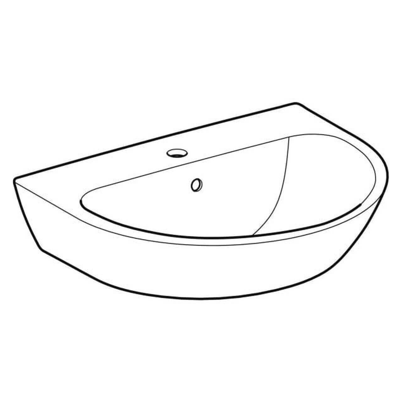 Geberit Waschtisch Renova 60 x 48 cm weiß mit Hahnloch und Überlauf