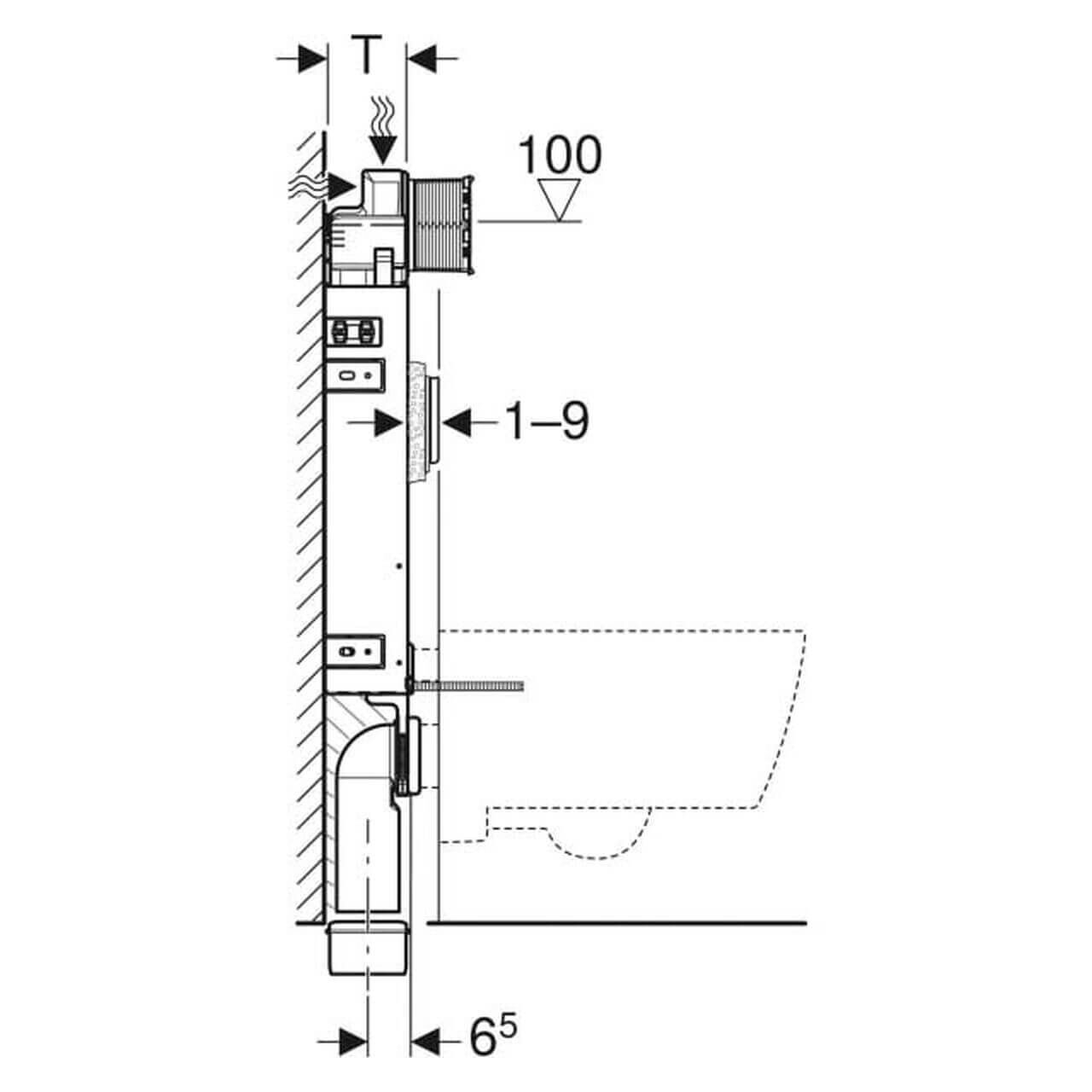 Geberit Wand-WC-Element Kombifix BH 108 cm mit Sigma UP-Spülkasten