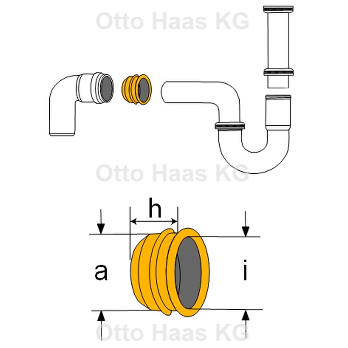 Haas Gummi-Sicken-Nippel DN 32 für DN 50 27 x 53 x 25 mm EPDM schwarz