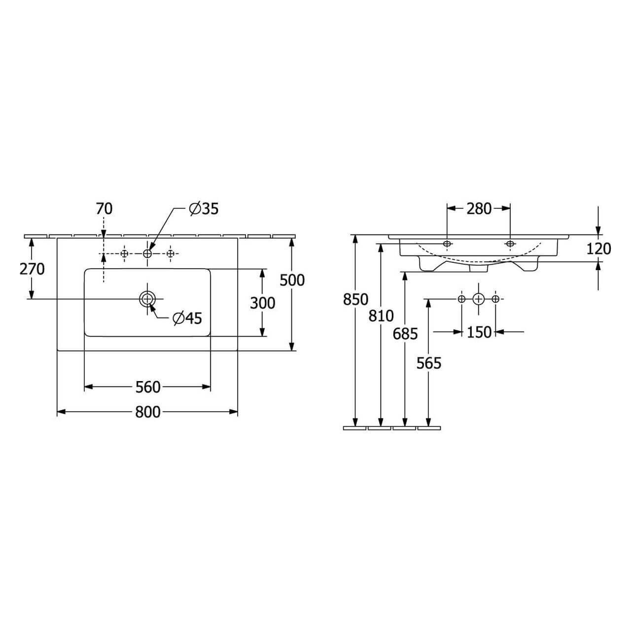 Villeroy & Boch Möbelwaschtisch Venticello Weiß