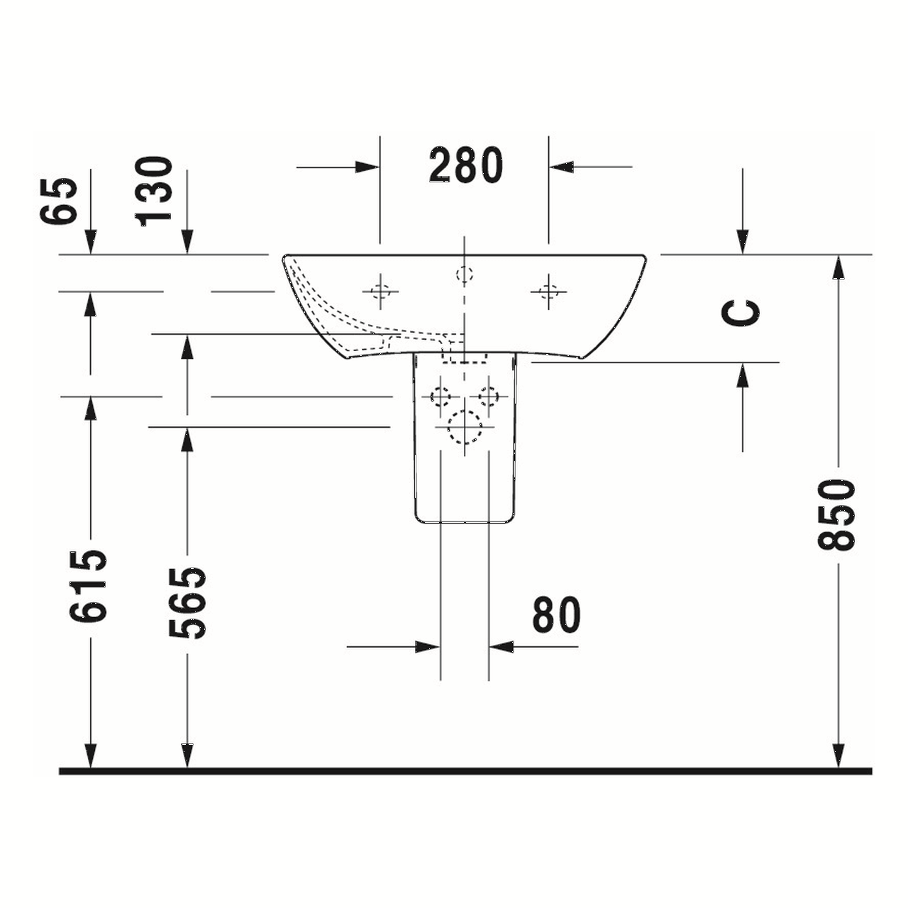 Duravit Waschtisch Me by Starck 60x46 cm Weiß mit Hahnloch und Überlauf