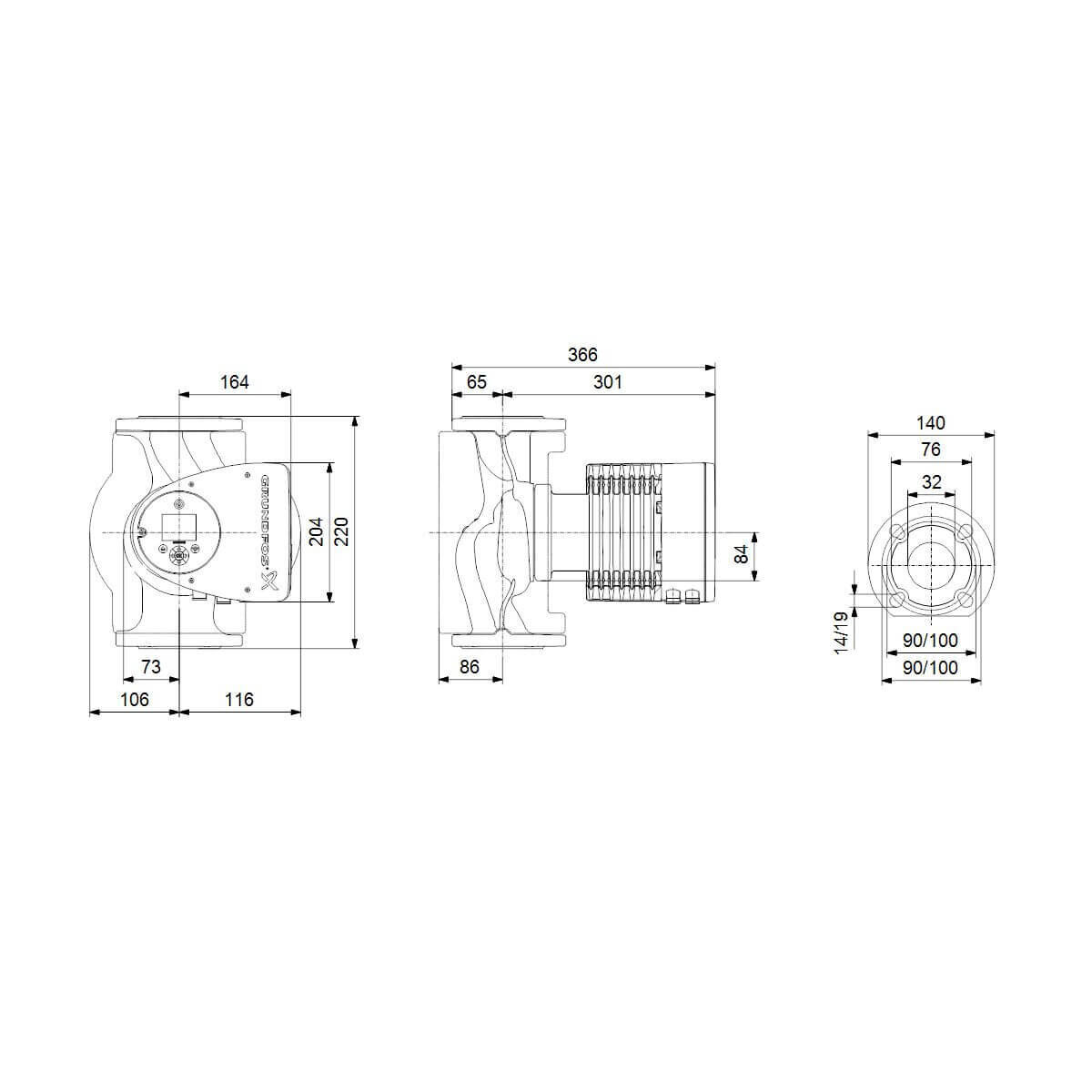 Grundfos Umwälzpumpe MAGNA3 50-120F - 280 mm DN50 PN6/10 230 V