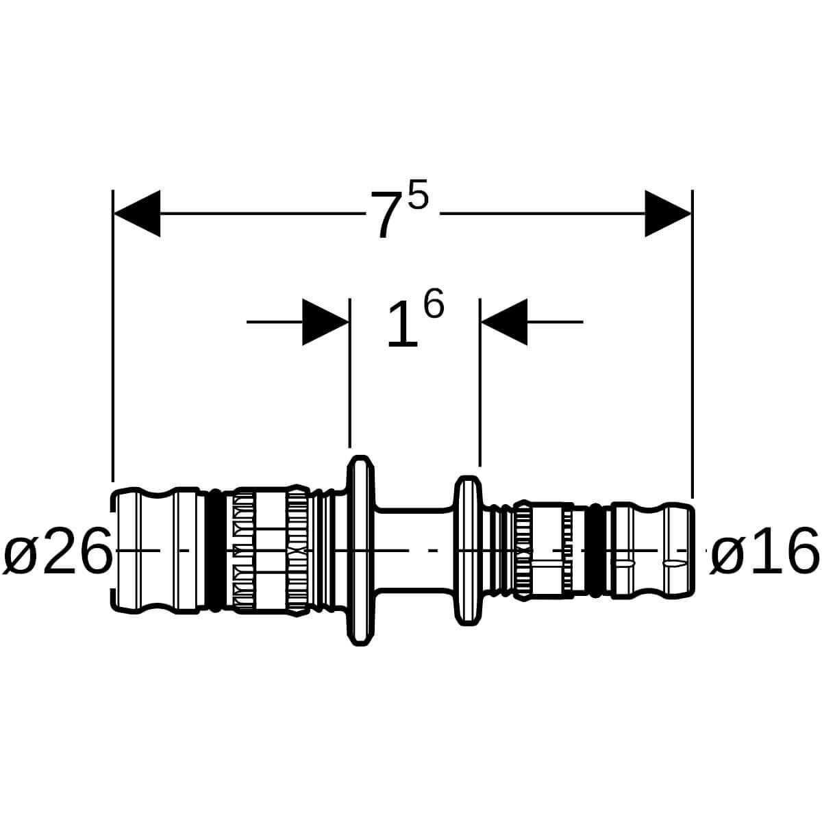 Geberit Reduktion Mepla Ø 26 x 16 mm PVDF