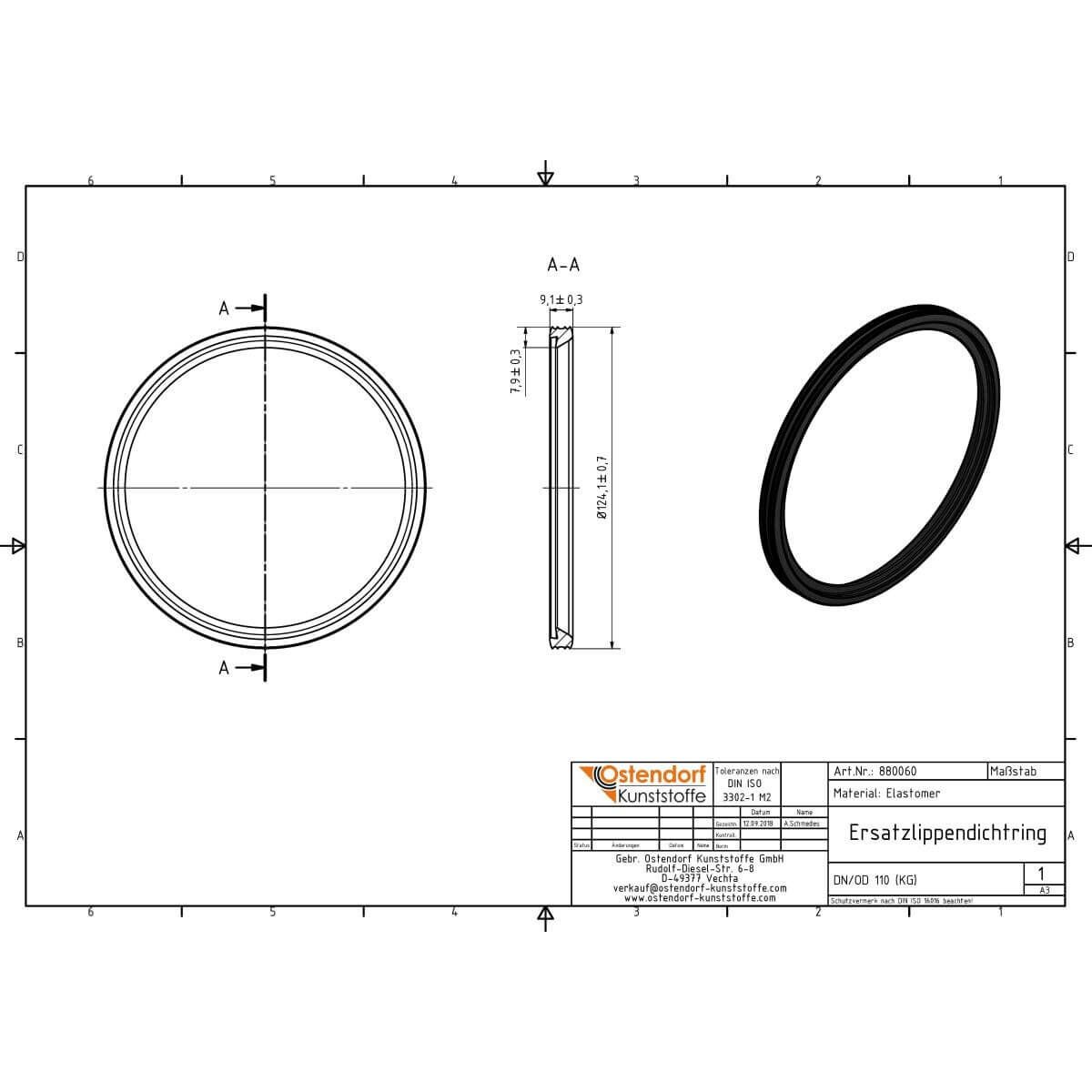 Ostendorf KG SBR-Ersatzlippendichtring DN/OD 110