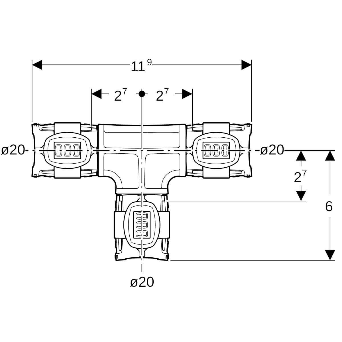 Geberit T-Stück FlowFit Ø 20 mm