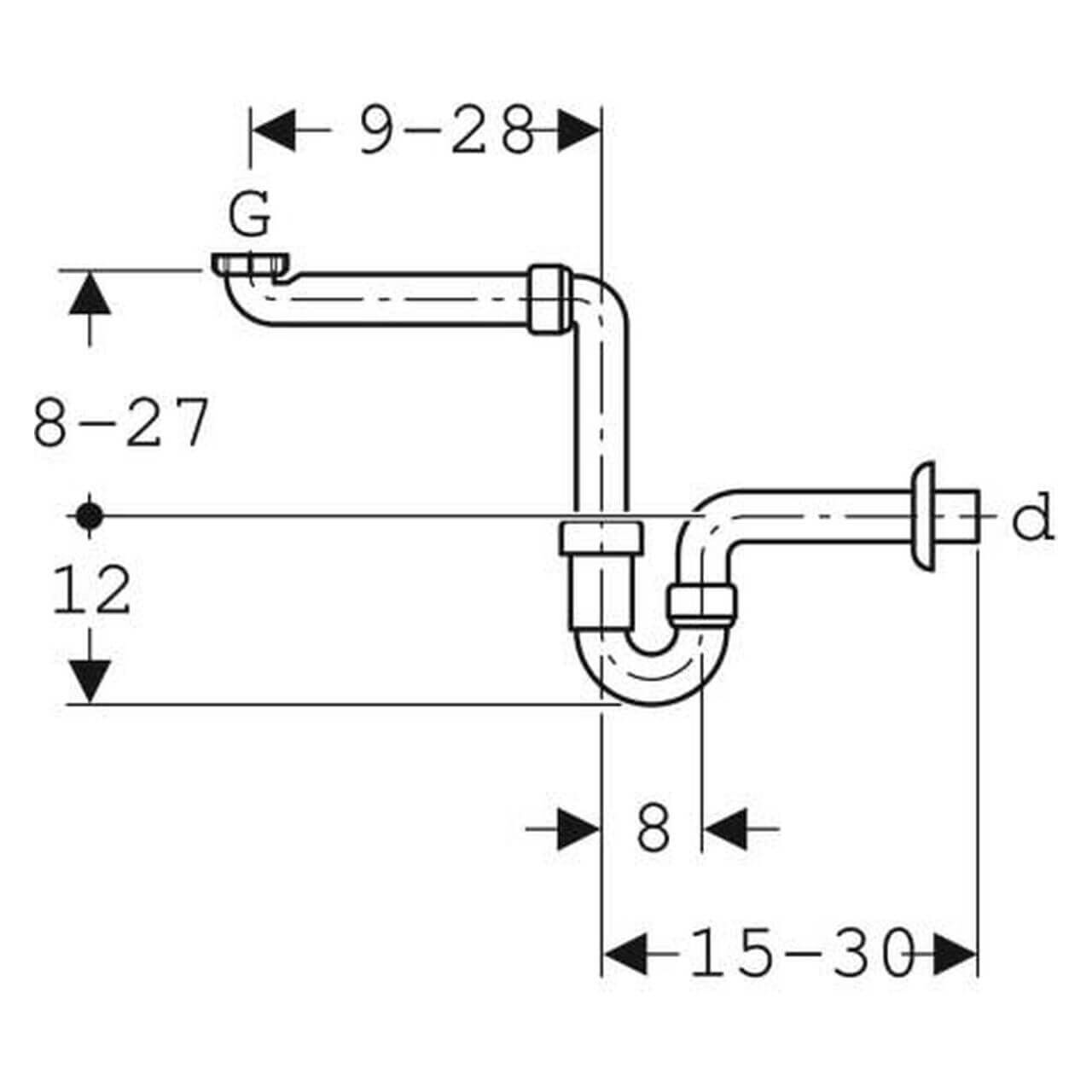 Geberit Rohrbogen G1 1/2 x 1 1/4 x 40 mm Raumsparmodell Weiß
