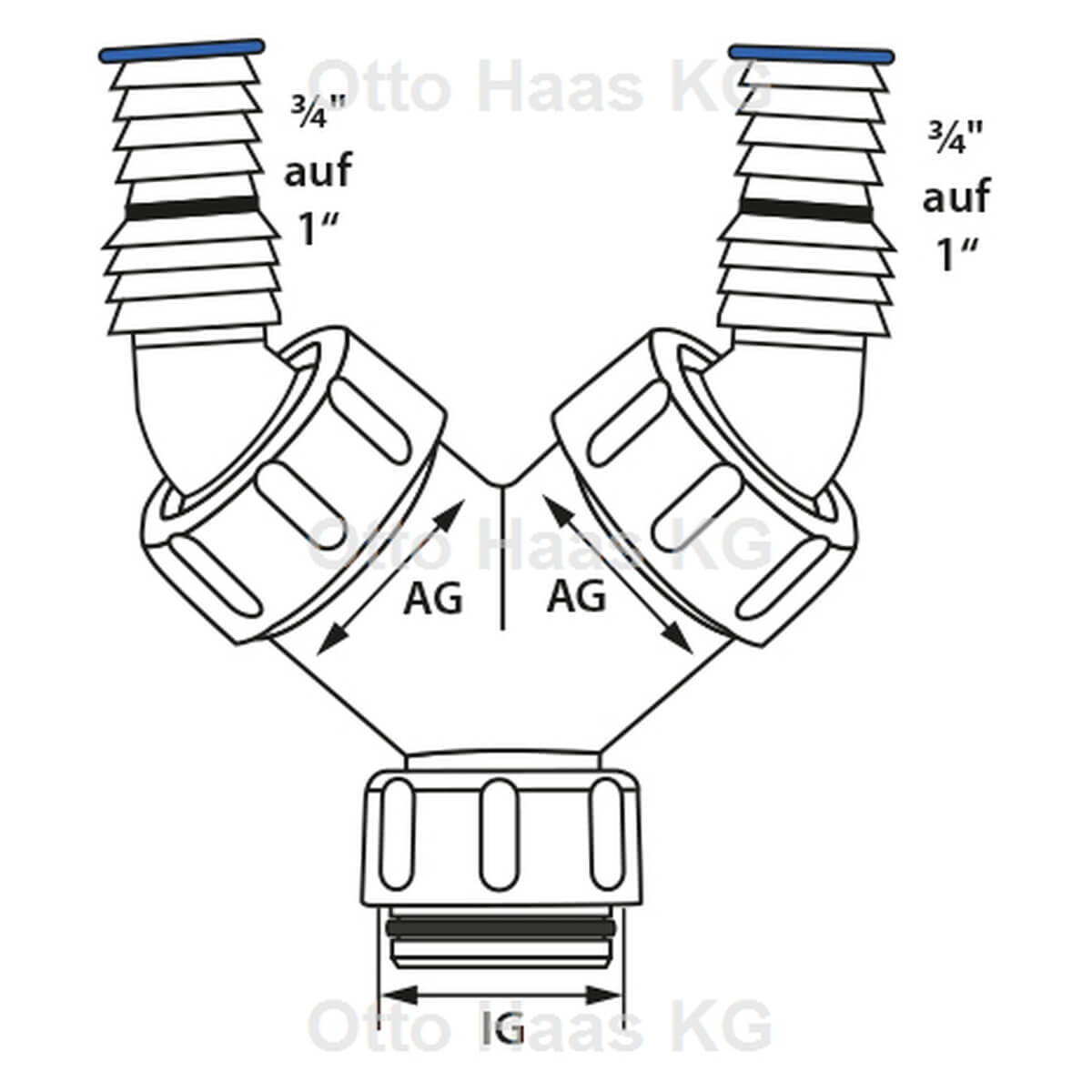 Haas Doppelschlauchtülle 1" für PE-Unterputz-Geräte-Siphon