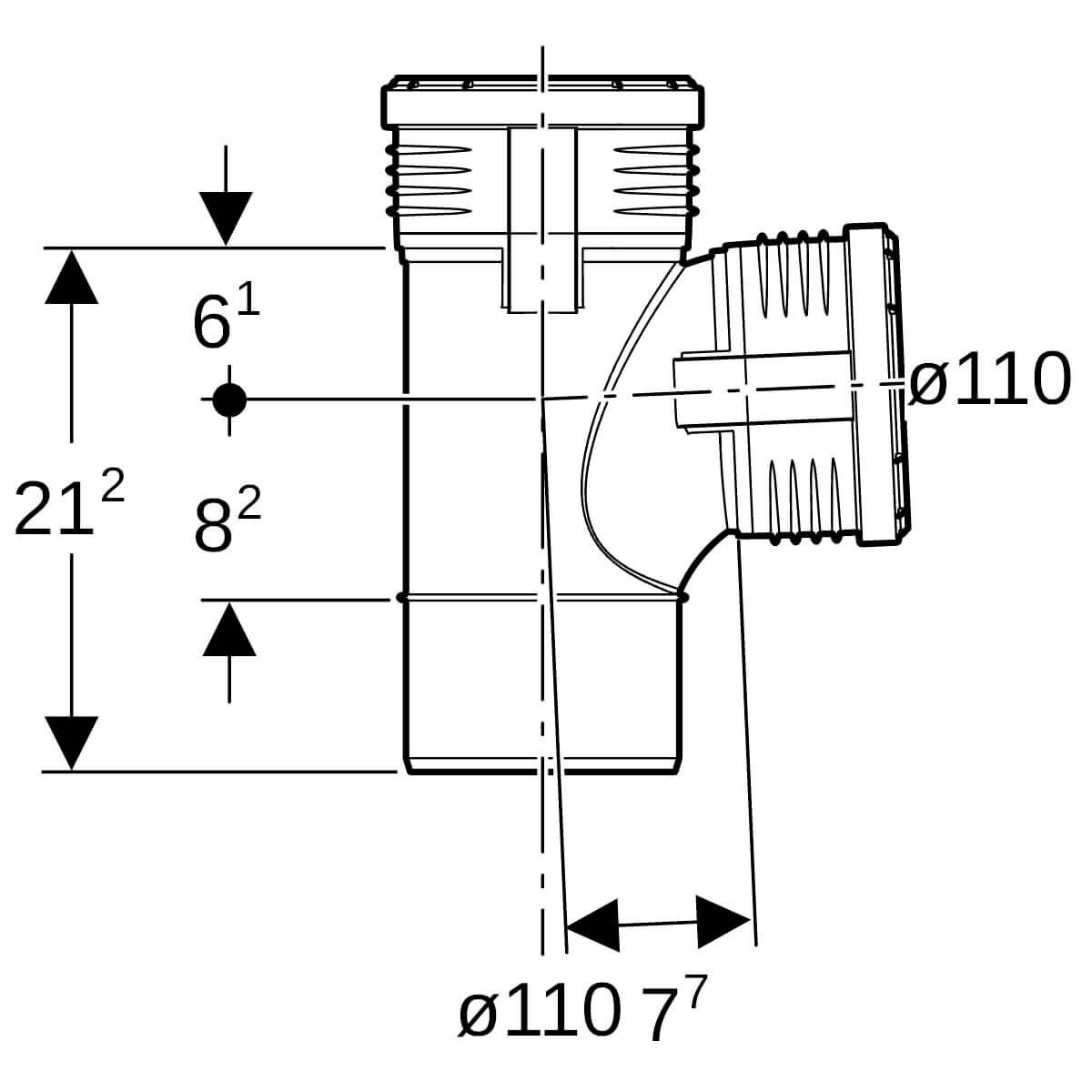 Geberit Bogenabzweig Silent PP DN 100/100 87,5° mit Innenradius
