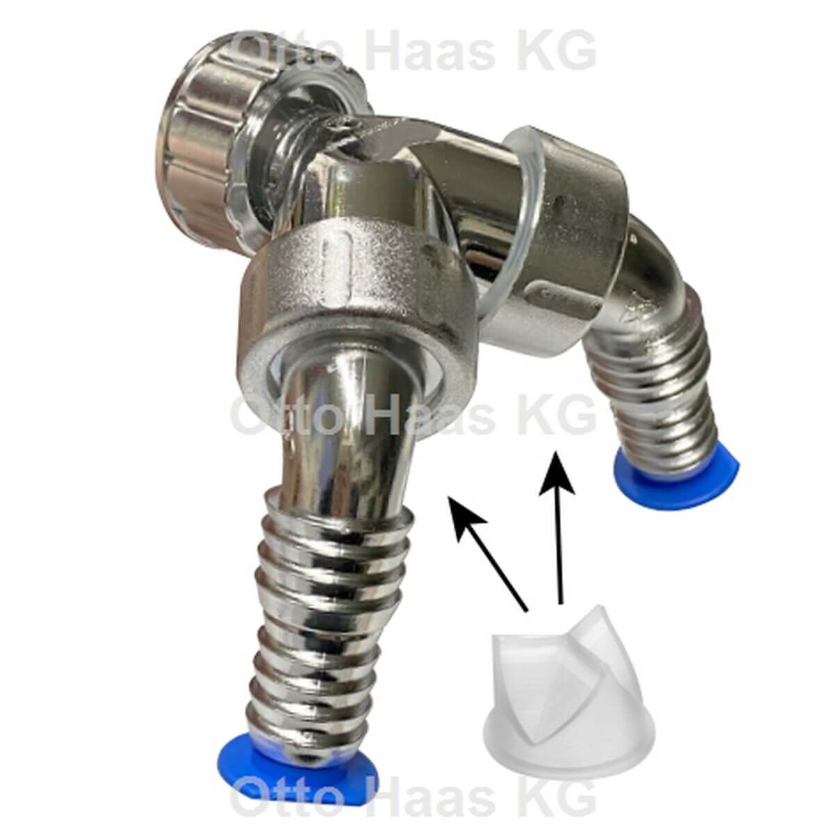 Haas Doppelschlauchtülle 1" für PE-Unterputz-Geräte-Siphon