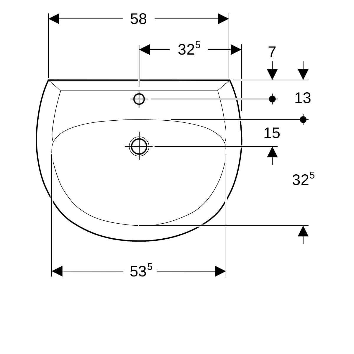 Geberit Waschtisch Renova 65 x 51 cm bahamabeige mit Hahnloch und Überlauf