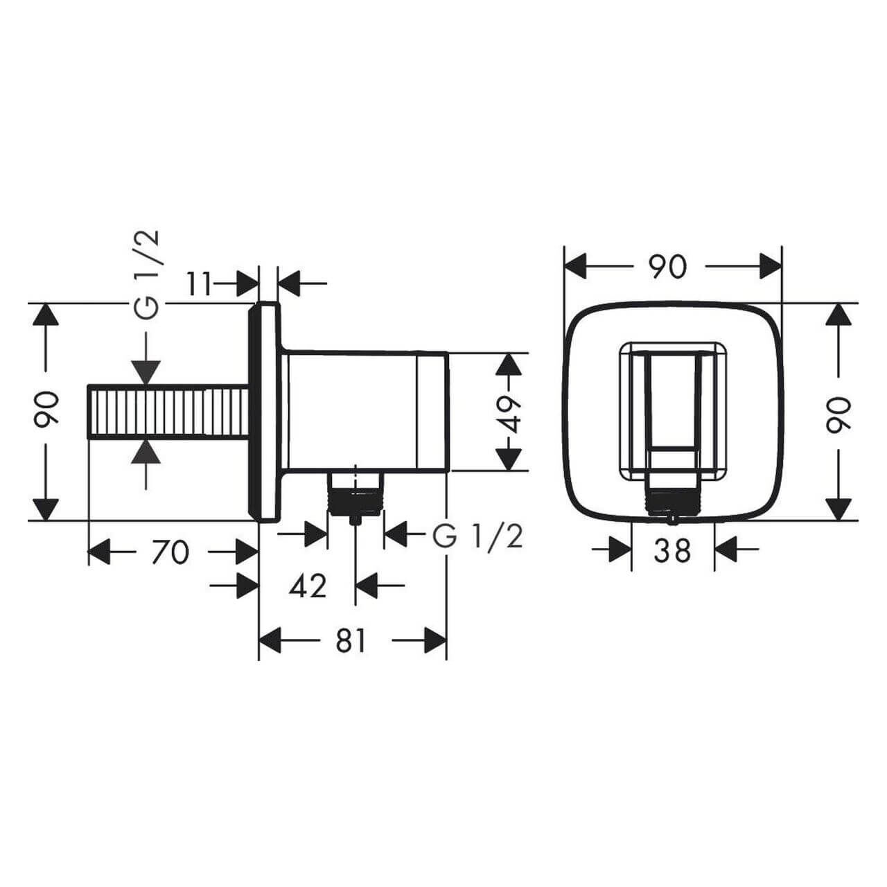 Hansgrohe Wandanschluss Fixfit Q Chrom mit Halter