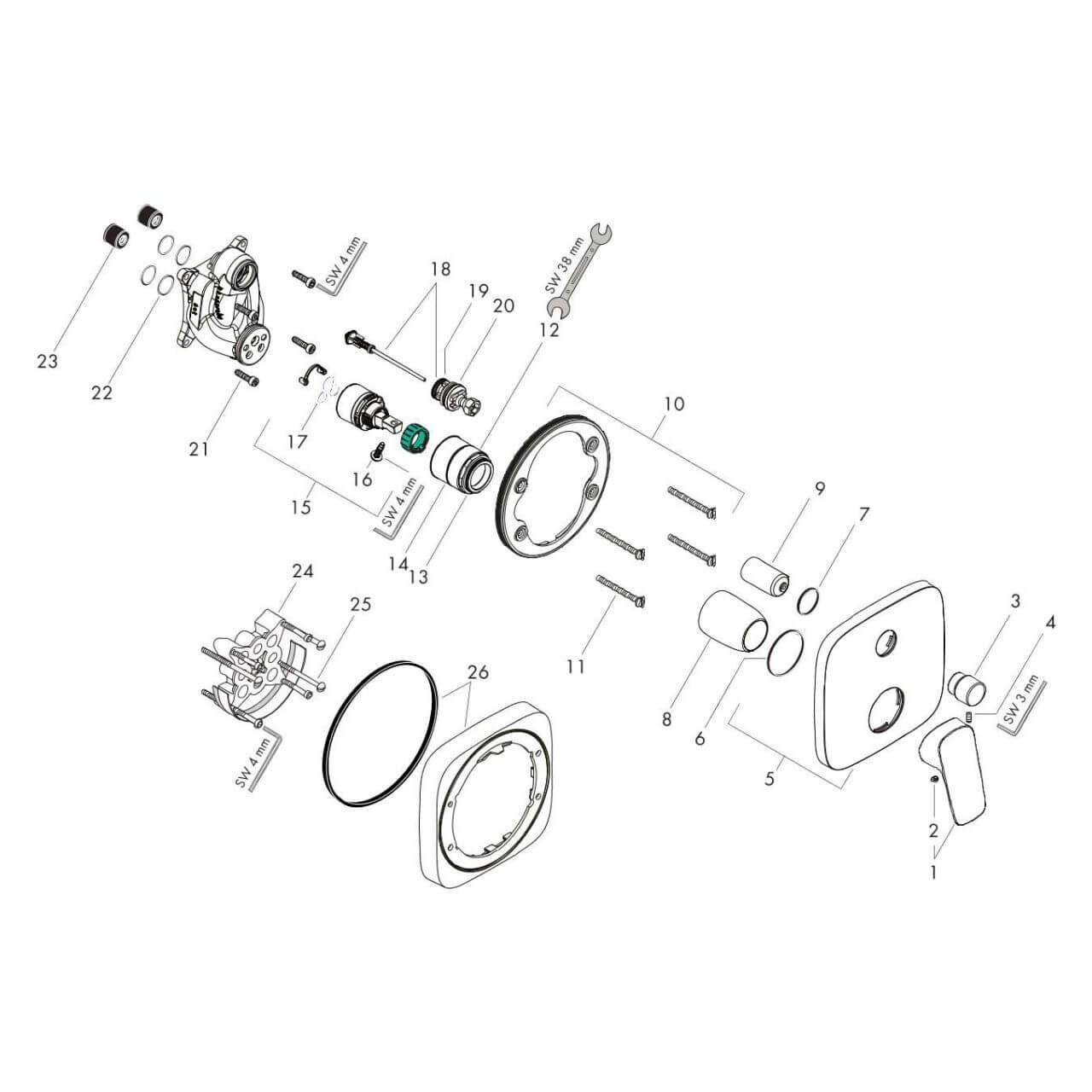 Hansgrohe Logis Wannenarmatur Unterputz 2 Verbraucher - chrom