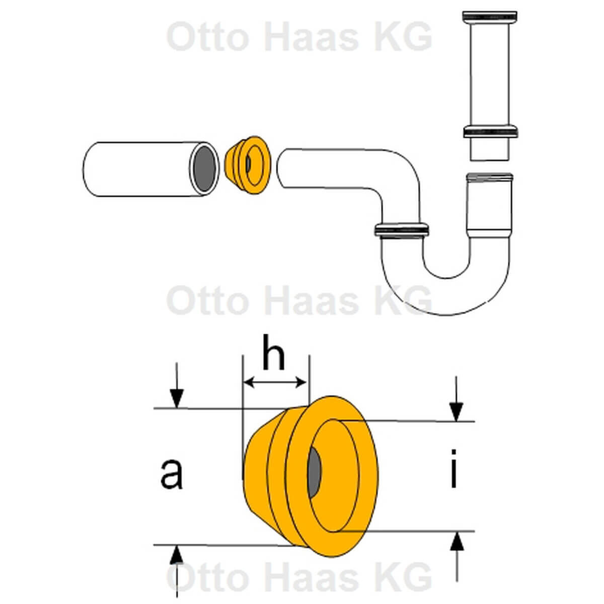 Haas Gummi-W-Nippel 45,5 mm außen/39,5 mm innen 1 1/2" schwarz