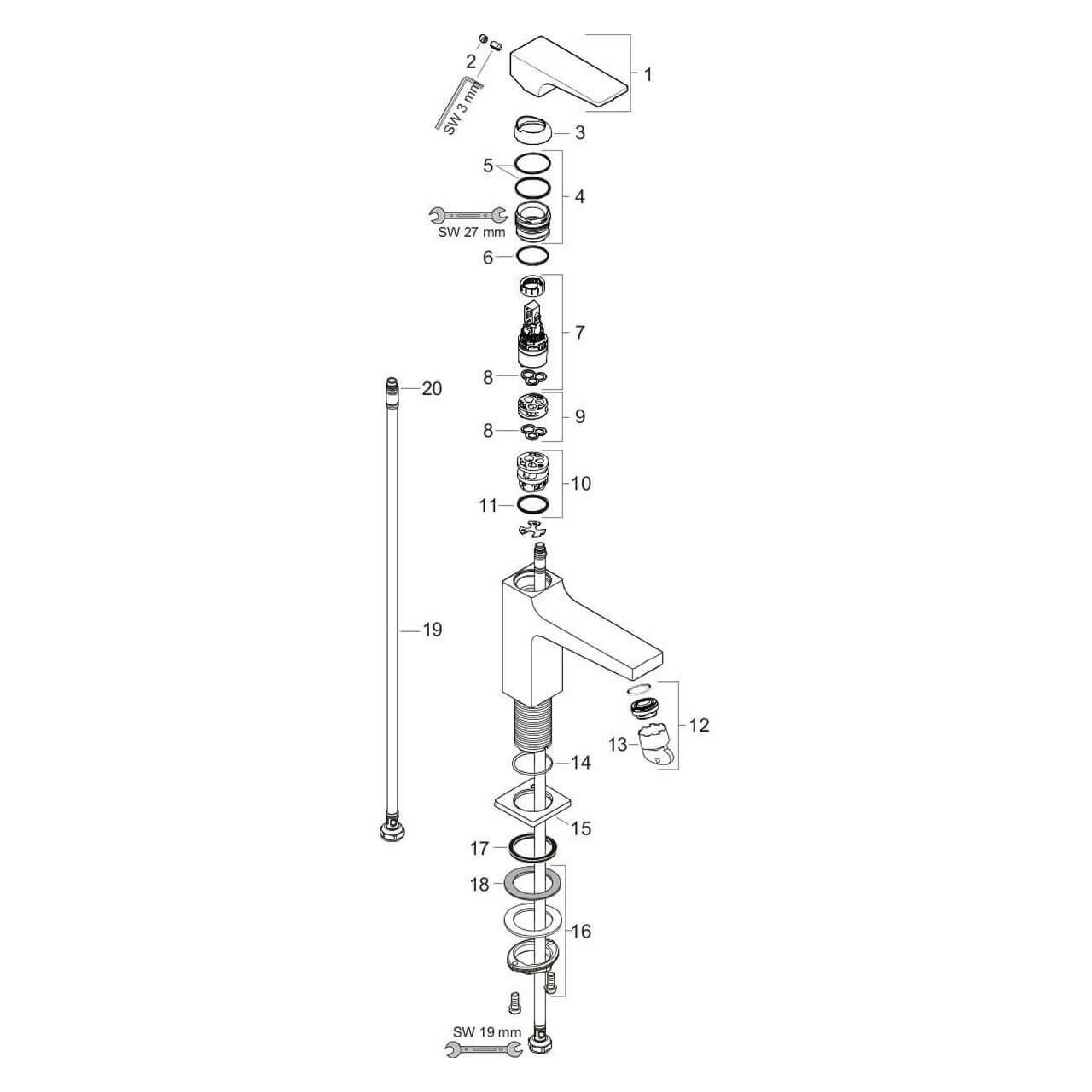 Hansgrohe Waschtischarmatur Metropol Chrom