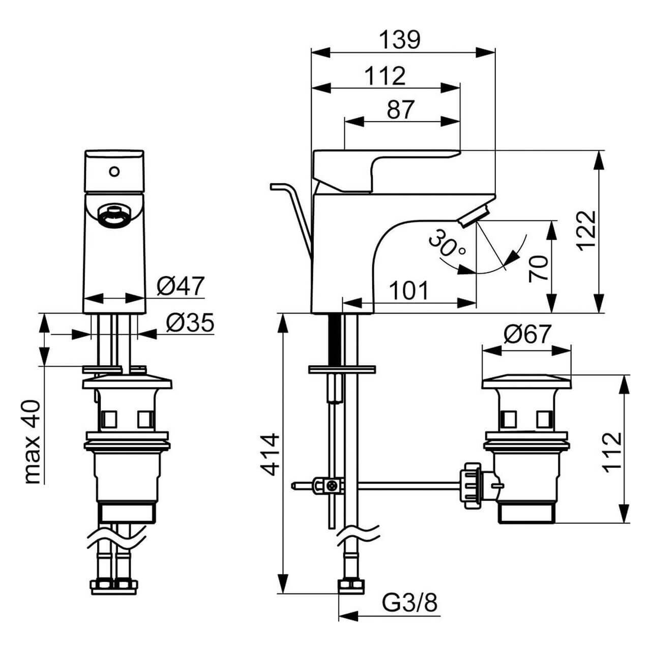 Hansa Waschtischarmatur Hansabasic Chrom mit Ablaufgarnitur DN 15
