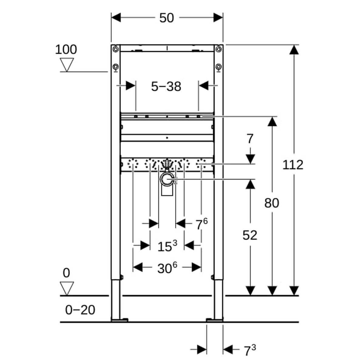 Geberit Waschtisch-Element Duofix Basic BH 112 cm für Standarmatur
