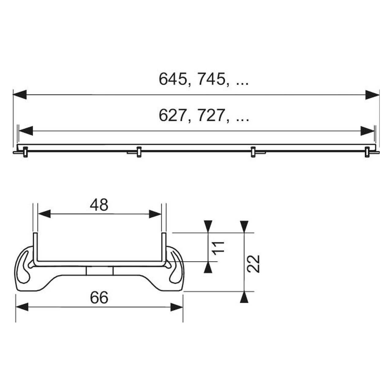 Tece Fliesenmulde Plate 900 mm Edelstahl poliert