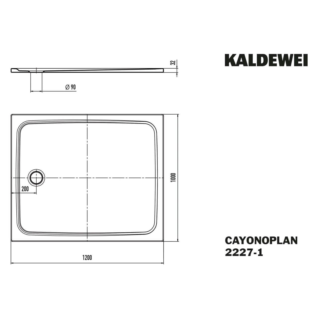 Kaldewei Duschwanne Cayonoplan 120x100x1,8 cm Weiß