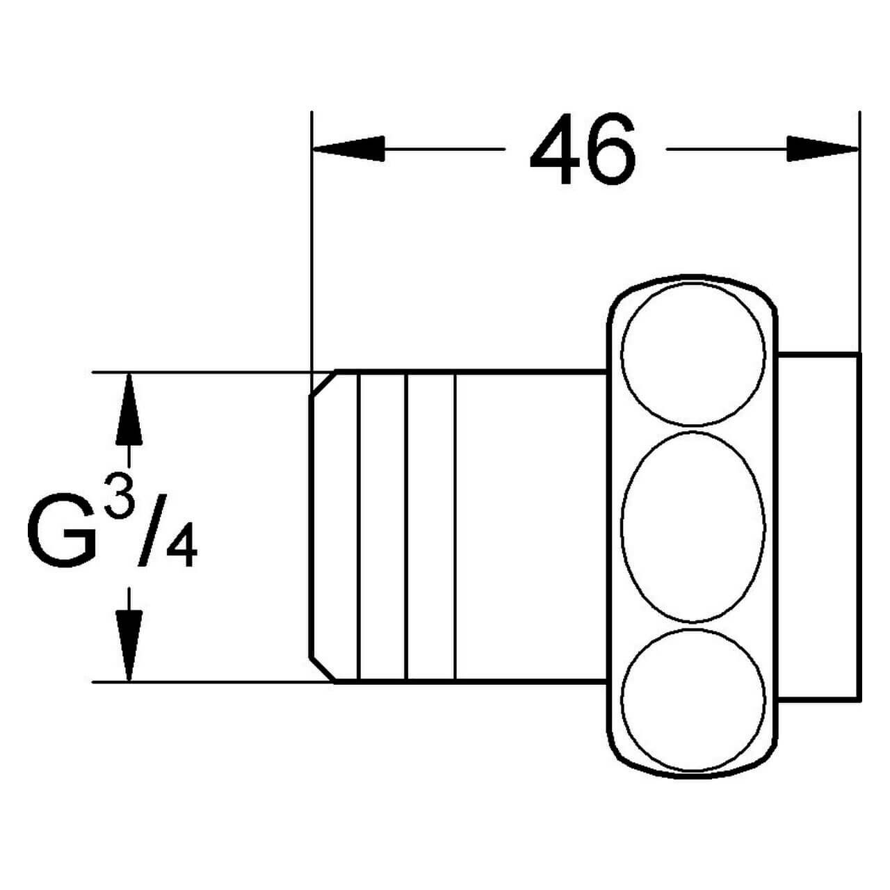 Grohe Eingangsverschraubung 3/4" Eckmontage Chrom