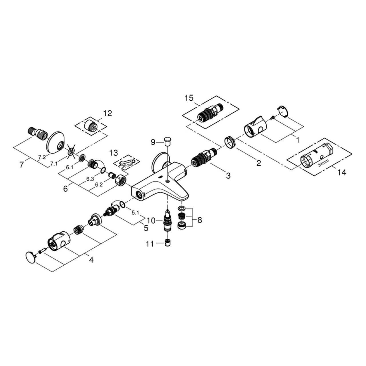 Grohe Wannenthermostat Grohtherm 800 1/2 Wandmontage Chrom